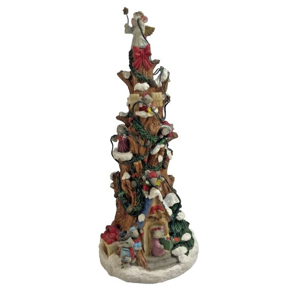 Vintage Christmas Decor Mouse Mice Tree Music Lighted Yule Tree 10" Working - Picture 1 of 5